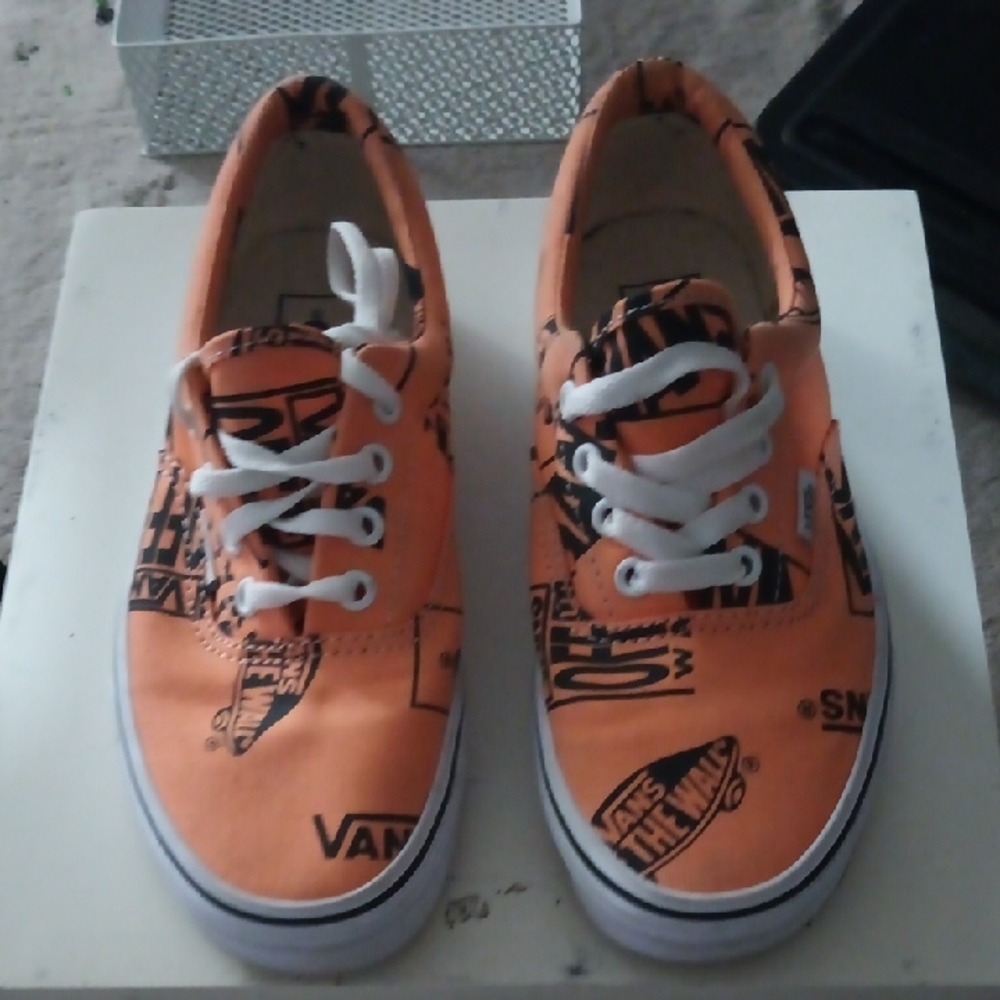 Vans Orange Graphic Sneakers, Women Size 7, EUC